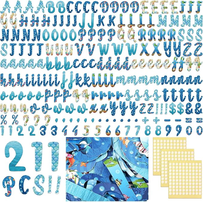 221 Pcs Bulletin Board Letters Round Alphabet Number Punctuation Symbol Combo Letter Cutouts Classroom Decoration for School Classroom Chalkboard Poster Board