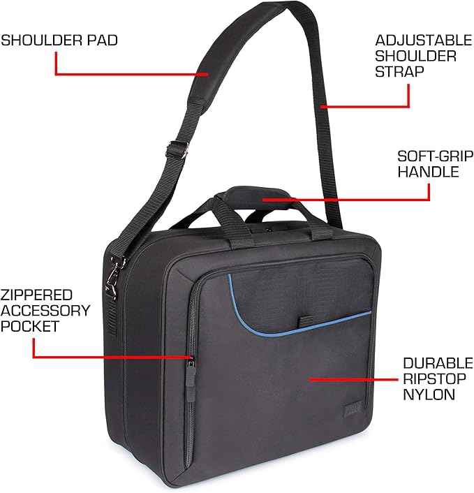 USA Gear XL Trading TCG MTG Deck Box Bag Travel Case - Large MTG Card Storage Bag with Padded Shoulder Strap, Customizable Interior, Weather Resistant - Fits Deck Boxes & Sleeved Cards - Blue