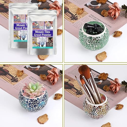 Mosaic Grout, Mosaics Tile Tools, Mosaic Tile Accessories – Essential for Handmade Grouting and Perfect for DIY Craft Projects (Gray, 500G)