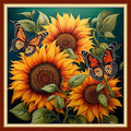 Joyhoor Stamped Cross Stitch Kits for Beginners, Needlepoint Kits for Adults, 11CT Counted Embroidery Kits-Magic Sunflower 18x18 inchs