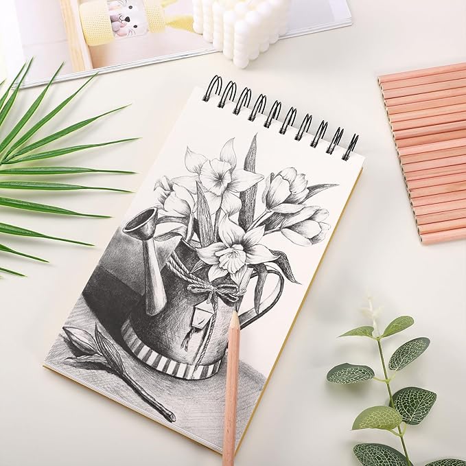 A5 Sketchbook, 2 Pack Mixed Media Sketchbook 120 Sheets Total, 98lb/160g/m² Heavy Weight Spiral Artist Sketchbook for Sketching, Crayons, Acrylics, Crafts, Ideal Gift