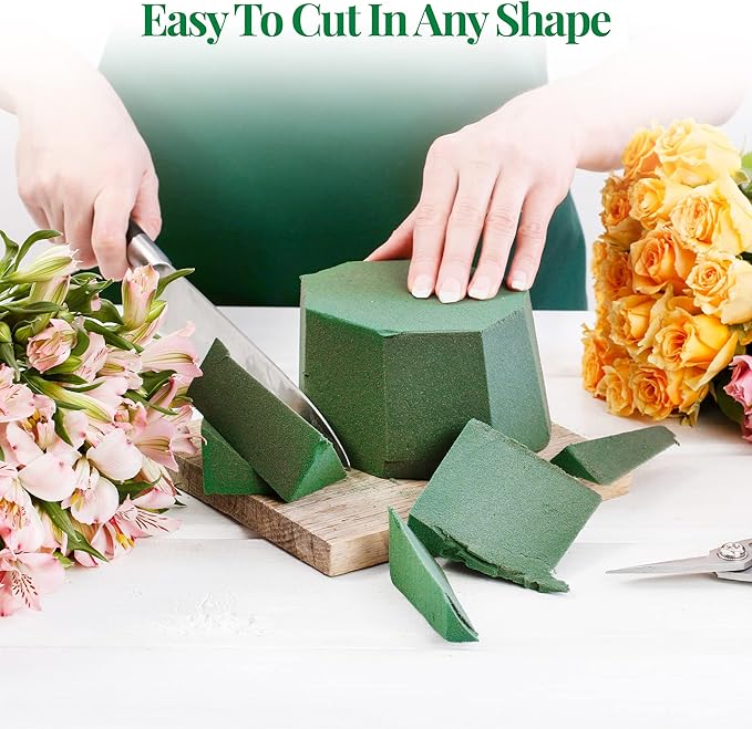 Noe & Malu 8 Pcs Floral Foam Blocks (Larger Size 9" X 4" X 3" Each) Florist Flower Foam Green Bricks Applied Dry or Wet Flower Foam Bricks Arrangement Supplies for Artificial or Fresh Flowers