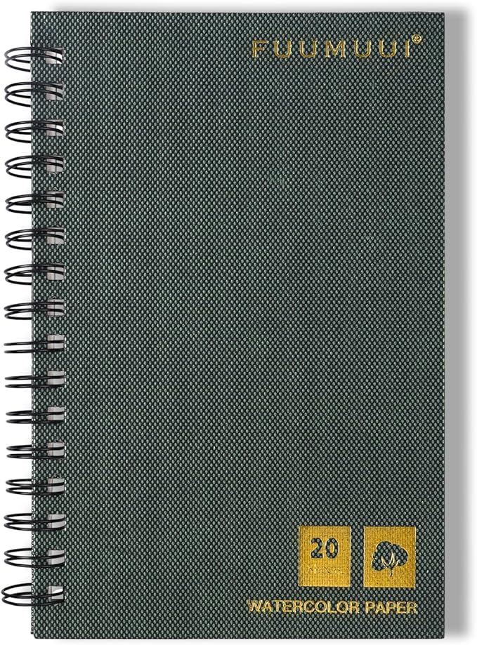 Watercolor Paper Pad, Fuumuui 5.5 * 8.5 inch 100% Cotton Paper (20 Sheets, 140lb/300g), Spiral Bound for Painting, Drawing, Art Journaling, Professional Artist Quality