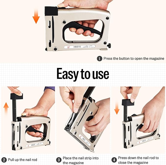 meite Point Driver HM515 Manual Tool with 1000-Count Flexible Point Nails, Picture Framing Tool for DIY Crafts, Frame Point Driver, Picture Frame Stapler/Nailer/Tacker