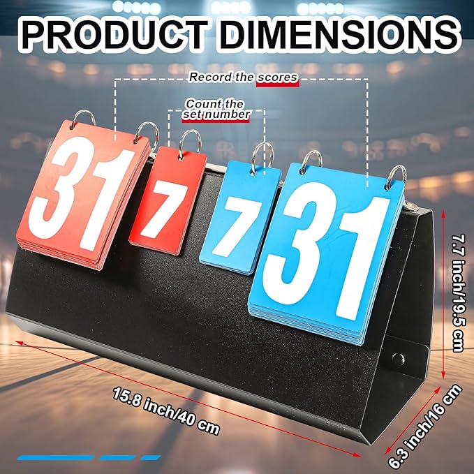 Yeaqee Portable Score Keeper with Storage Bag Flip Basketball Scoreboard Tabletop Scoreboard Flipper for Indoor Outdoor Sports Match P. E Classroom Activities Game