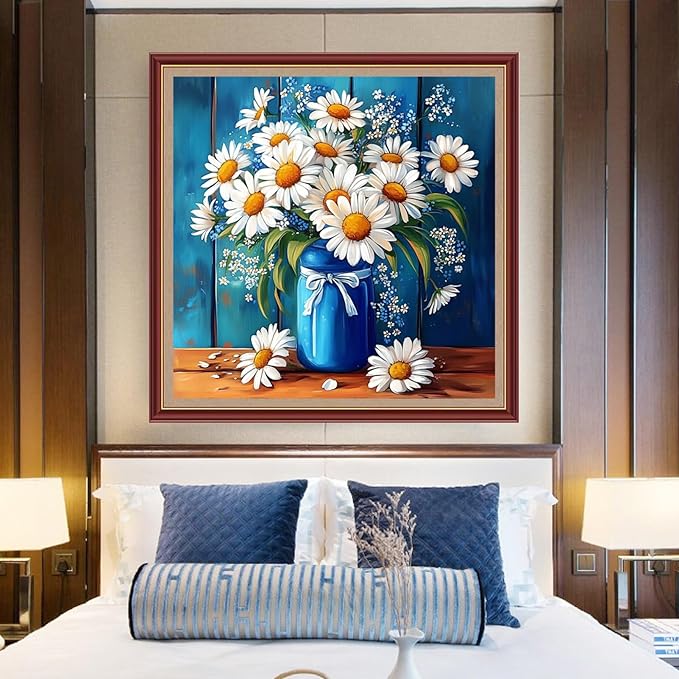 DMCXART Counted Cross Stitch Kits for Adults Needlepoint Kits Unprinted Cross Stitching Embroidery Kit 11CT Cross Stitch Supplies-Beautiful Flower vase 18x18 inch