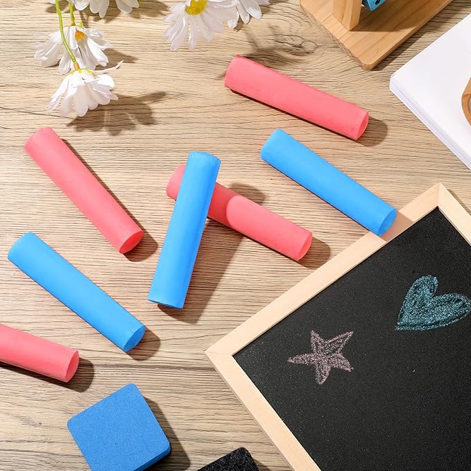 Fulmoon 40 Pcs Jumbo Sidewalk Chalk for Kids Outdoor Art Non Toxic Large Washable Street Chalk for Adults Drawing Painting Classroom(Red, Blue,Round Style)