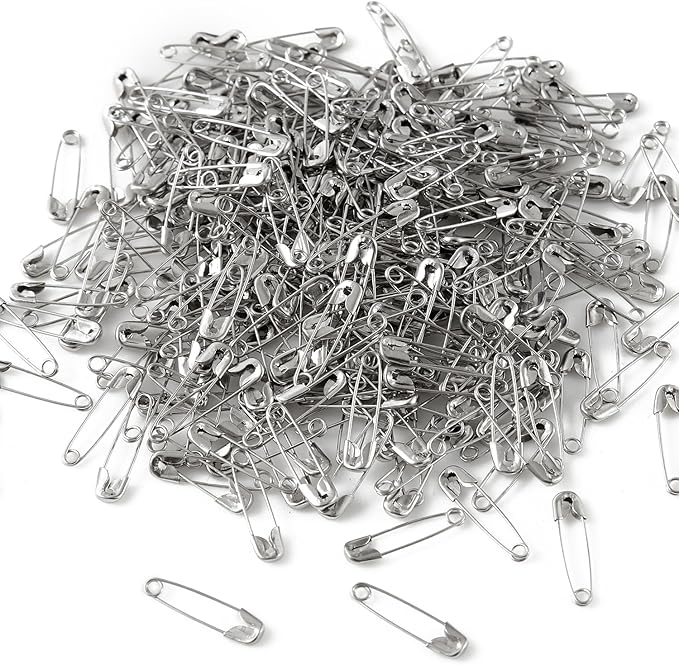 1000PCS Safety Pins, 0.75In/19mm Small Fastening Pins, Rust Resistant Nickel Plated Steel Set for Crafting, Sewing, Jewelry Making Fabric, Rimming Fastening Clip Button for Garment Hang Tag (Silver)