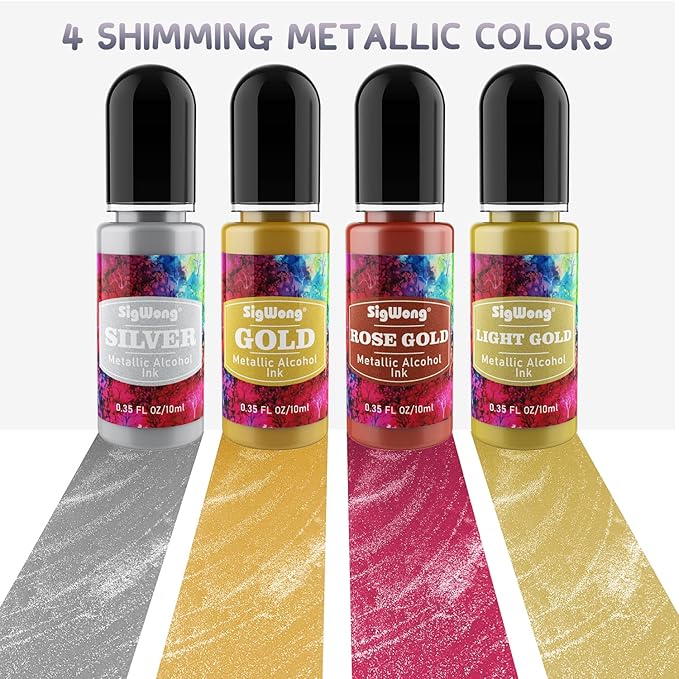 Alcohol Ink Set - 24 Bottles Vibrant Colors High Concentrated Alcohol-Based Ink, Concentrated Epoxy Resin Paint Colour Dye Great for Resin Petri Dish, Coaster, Painting, Tumbler Cup Making(10ml Each)