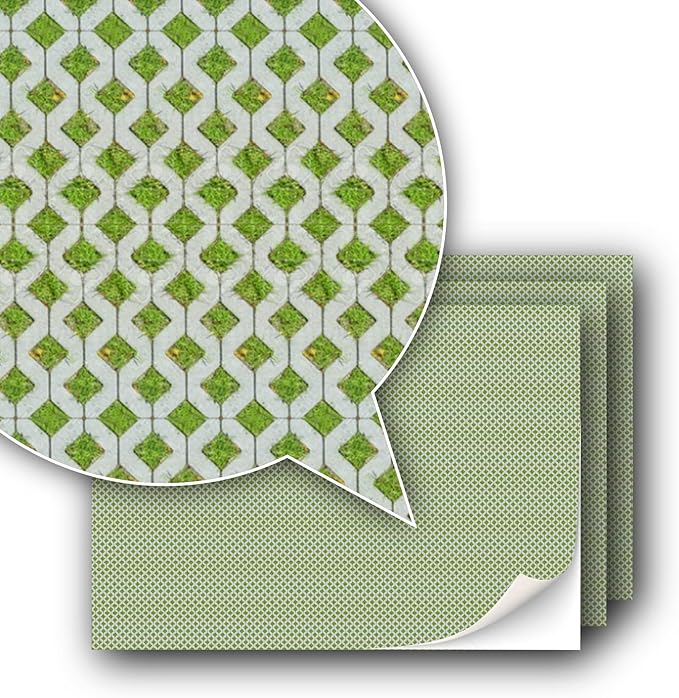 3 Sheets Self-Adhesive Decorative Film Paving Stones and Surfaces for Model Making in Scale 1:87 Scale H0 (UK: 3.5 mm Scale) (Lawn Paving Stones)