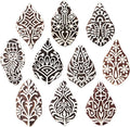 Royal Kraft Flower Wooden Printing Stamps (Set of 10) - DIY Henna Fabric Textile Paper Clay Pottery Blocks Htag2179