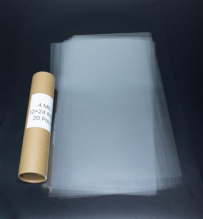 20PCS 4 Mil 12 X 24 Inch Clear Plastic Sheets, Blank Mylar Stencil Sheets,Clear Acetate Sheets for Cricut Crafts, Clear Plastic Sheets for Crafts and Cutting Machine