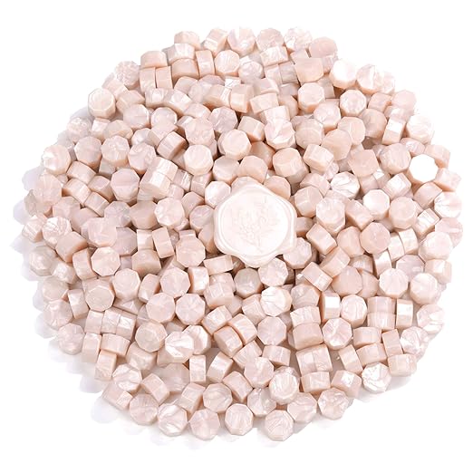 Yoption 360Pcs Champagne Sealing Wax Beads with 2 Spoons and 4 Tea Candles for Wax Seal Stamps, Cards, Wedding Invitations, Wine Packaging, Gift Wrap, Envelopes