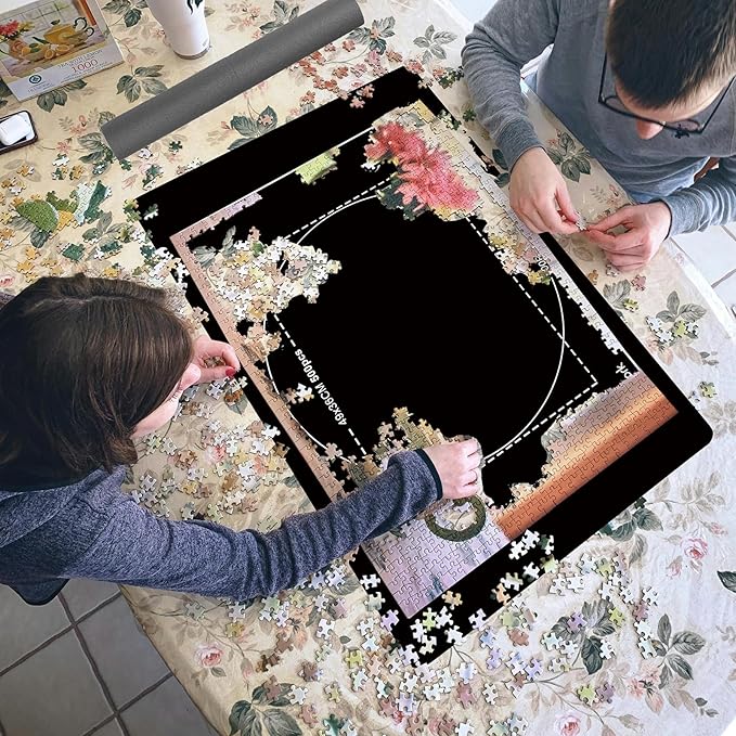 Rubber Jigsaw Puzzle Mat 1000 Pieces | 20" x 27"Puzzle Mats Roll Up | Jigsaw Puzzle Mats for Adult Puzzles Storage and Saver | Work with Puzzle Board and Puzzle Table