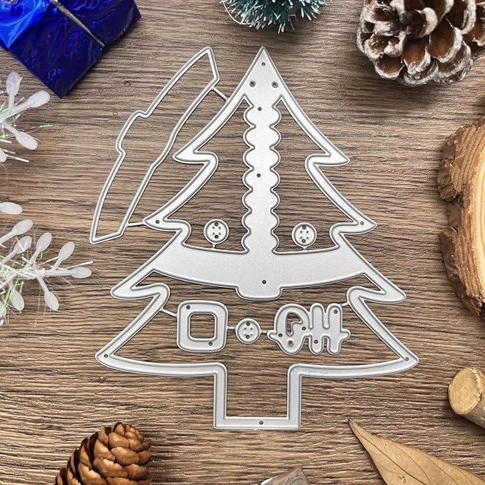 Festivals Metal Cutting Die for Scrapbooking, Christmas Cut Stencils for DIY Scrapbook Photo Album Decorative Paper Card, Card Making Supplies, Embossing (Christmas Tree 5.1 x 4.4 in)
