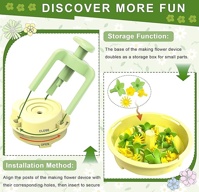 Fabric Flower Bouquets Toys, DIY Craft Kit for Girls 3 4 5 6 7 8 9 10 Years Old, Creative Arts and Crafts Activity for Toddler Kids, Preschool Educational Flower Assembly Gifts for Birthday Christmas