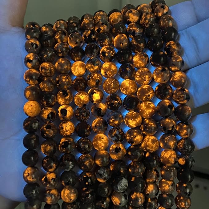 44pcs 8mm Natural Flame Yooperlite Stone Beads Round Healing Energy Power Stone Beads for Jewelry Making DIY Bracelet Necklace Earrings 15" (Flame Stone, 8mm)