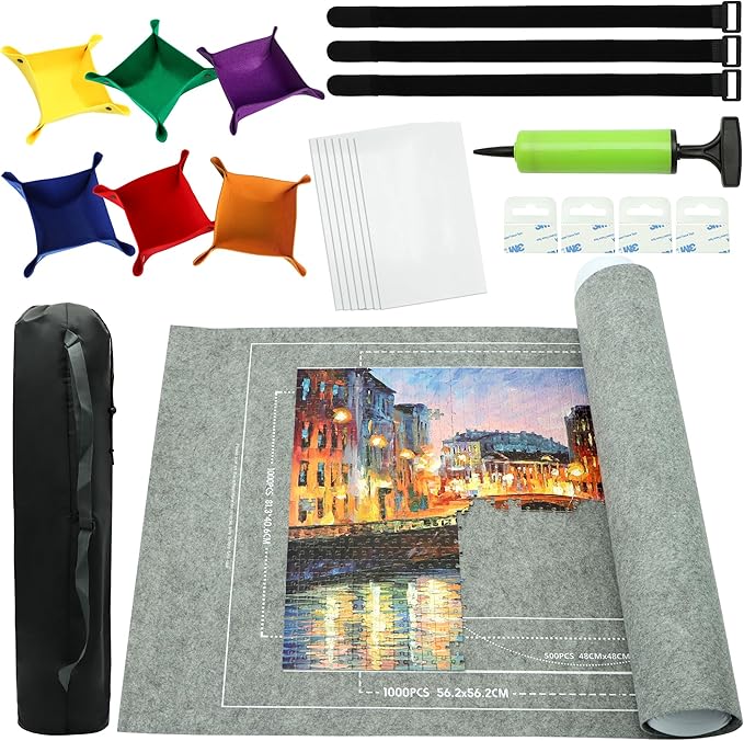 3000PCS - Puzzle Mat Roll Up| Jigsaw Puzzle Mat Roll Up| Roll-Up Save Pad Trays for Sorting Table Board Glue Sheets and Frame Keeper Storage Accessories for Kids and Adults