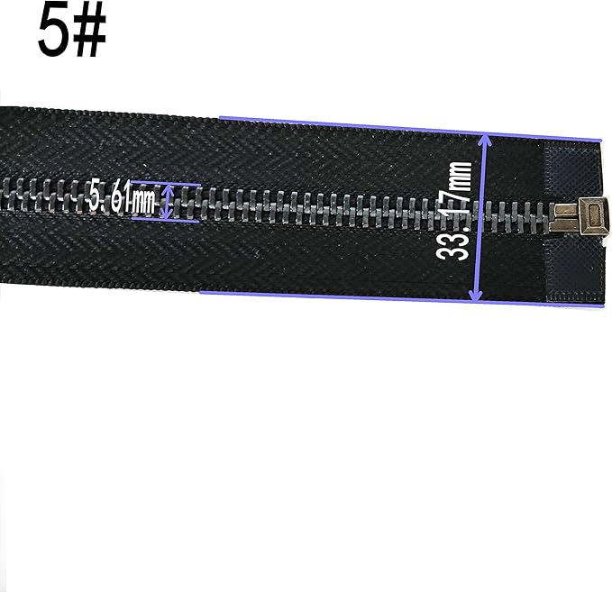 Leekayer Zipper #5 24 Inch Separating Zipper Black Nickel Metal Zipper 60 cm Zipper for Sewing Bag Crafts Jacket Zipper Repair Coats Bulk 2pcs