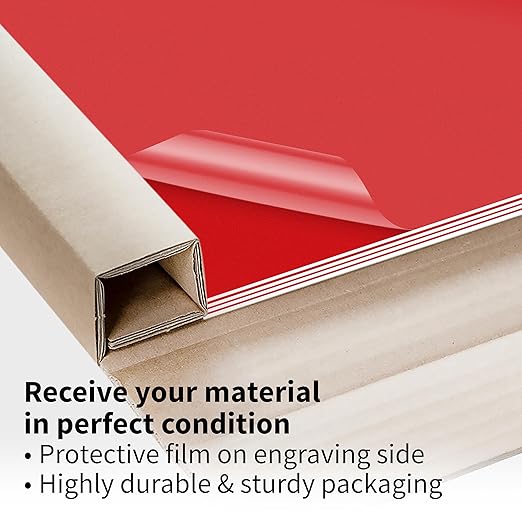 Trotec TroLase | 12"x20"x1/8", 4 Pcs | Red/White | 2 Ply | Modified Acrylic | Laser Engraving Double Color Plastic Sheet | Engraving Blanks for Laser, Saw, Guillotine | Made in USA