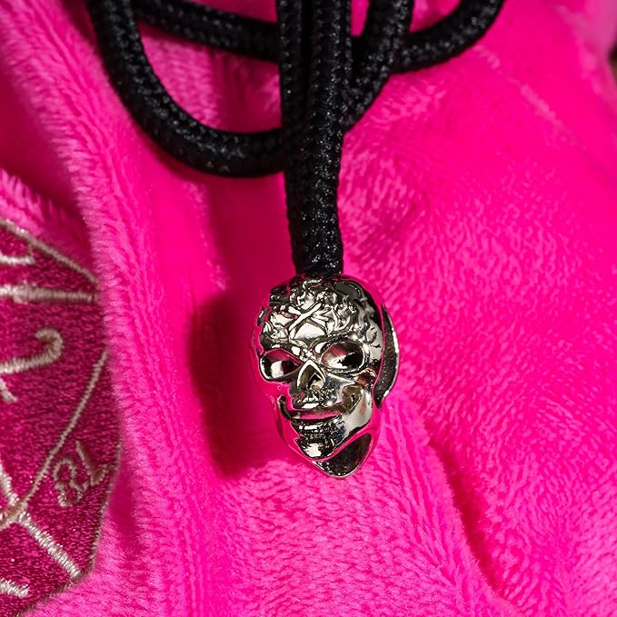 DND Dice Bags Large with Pockets Pink Storage Bag with D20 Logo for RPG Game Dices - Capacity 200+ Dice