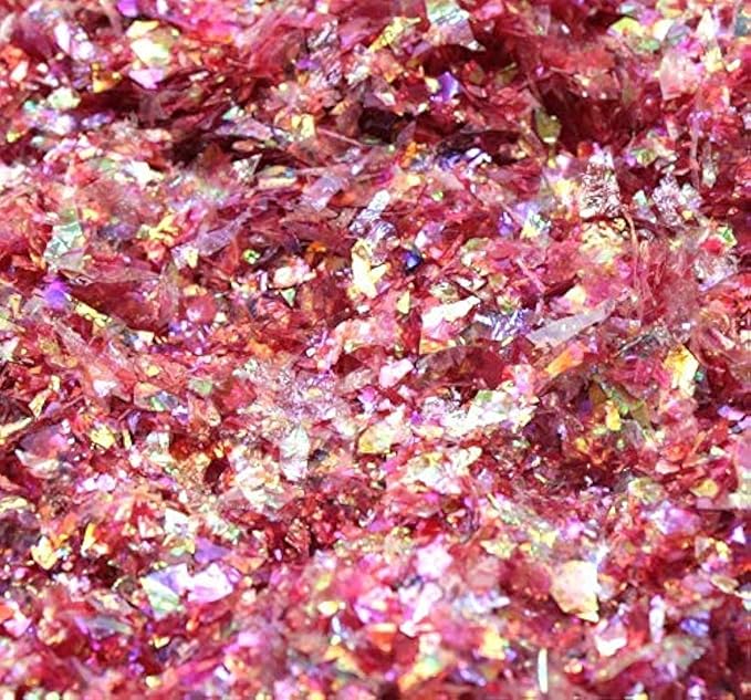 Red-Iridescent Ice Flakes- Iridescent Ice Glitter Flakes for Nail Art - Lightweight Holographic Polyester - 311-4338 - 1/2 oz (14 grams)