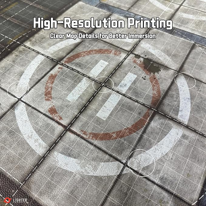 44'' x 60'' Battle Mat Gridded War-Gaming Mat for WH40K - Made of Synthetic Leather, 1.1mm Thickness (Adamant Bastion: Sector XI)