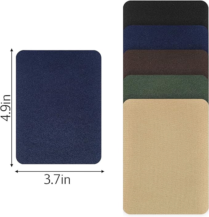 Boao 30 Pieces Iron on Patches for Clothes Pants Jean Fabric Repair Adhesive Cotton Patches Khaki Blue Green Black Repair Decorating Kit Large Size for Jackets Decorating 4.9 x 3.7 Inch