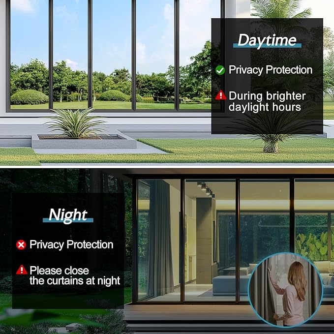 DOWELL One Way Window Privacy Film with 3 Tools Window Tint for Home Sun Blocking Heat Control Anti UV Reflective Mirror Covering See Out Not in for House and Office Silver 35.4" X 78.7"