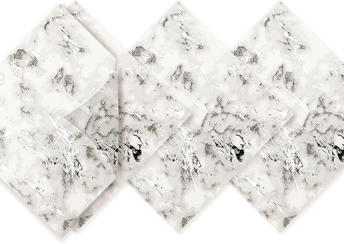 80-Pack Napkins Disposable Paper Towel Cocktail Dinner Party Decoration, Silver Splash