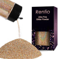 Renfio Holographic Ultra Fine Glitter Powder Metallic Resin Glitter 2.11 Oz (60g) PET Flakes Crafts Sequins 1/128" 0.008" 0.2mm Epoxy Chips Flakes for Tumblers Slime - Laser Gold & Silver