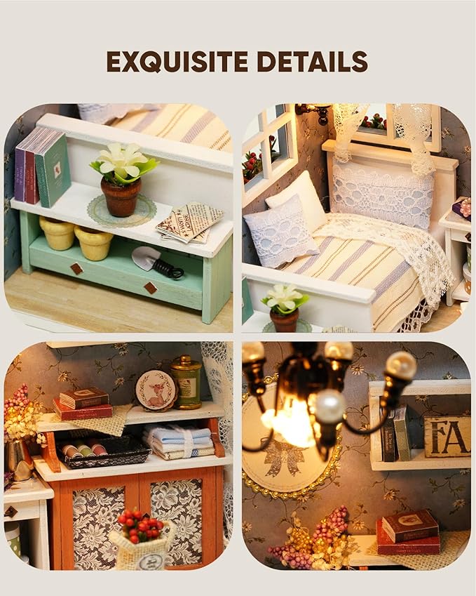 DIY Miniature House Kit, DIY Dollhouse Kit for Adults to Build, Mini House Kit with LED, Mayberry Street Miniatures, Ideal Gifts for Birthday,Valentine Christmas(Forest Times)