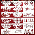 Christmas Stencils for Painting on Wood 12" Christmas Stencils for Crafts Reusable Xmas Holiday Stencil for Door Mats Round Hanger Fabrics Decor
