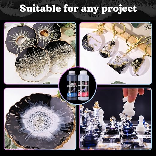 LET'S RESIN EPOXY RESIN Black Resin Epoxy,44OZ Bubble Free & High-Gloss Epoxy Kit,Self Leveling epoxy and Hardener for Art Crafts,Jewelry Making,Resin Molds