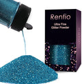 Renfio Ultra Fine Glitter Powder Metallic Resin Glitter 2.11 Oz (60g) PET Flakes Crafts Sequins 1/128" 0.008" 0.2mm Epoxy Chips Flakes for Tumblers Slime Decoration - Enamel Blue