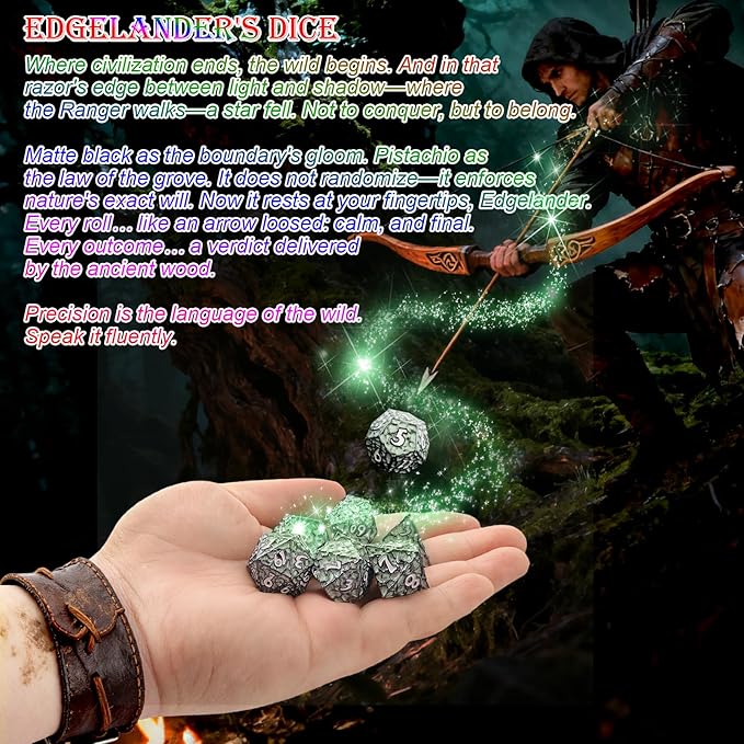 Haxtec Metal DND Dice Set Polyhedral D&D Dice Compatible with Dungeons and Dragons Gift TTRPG Black Green Metal Dice
