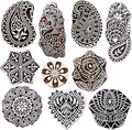 Royal Kraft Wooden Stamps for Block Printing on Saree Border, Textile, Clay, Pottery, Tattoo (Set of 10) MXtag0002