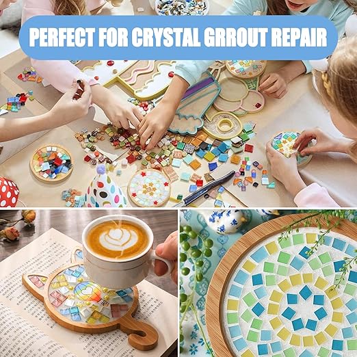 Mosaic Crystal Grout, Mosaics Tile Tools, Mosaic Tile Accessories – Essential for Handmade Grouting and Perfect for DIY Craft Projects (White, 12.3oz)