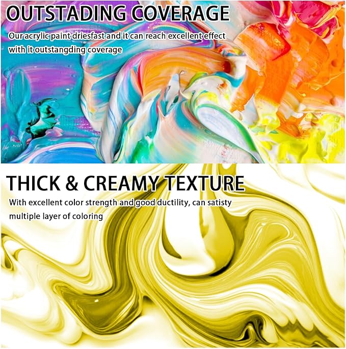 SNOWSUN Lemon Yellow Acrylic Paint, Large Bulk Heavy Body Acrylic Paint (42.4 oz, 1L) - Non Toxic Gloss Thick Art Paint for Multi-Surface, Canvas Wood Ceramic and Leather, Stone Craft, for Artists & Beginners