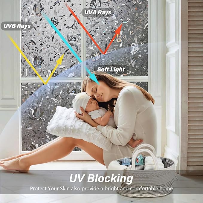 LEMON CLOUD Window Film, Decorative Window Privacy Film, Window Film Privacy Static Cling Frosted, Anti-UV Sun Blocker Heat Control for Home(Grayish Black, 29.5 x 78.7 inches