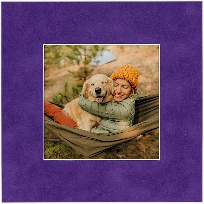 Poster Palooza 11x14 Mat Bevel Cut for 8.5x11 Photos - Acid Free Purple Crocus Suede Precut Matboard - For Pictures, Photos, Framing - 4-ply Thickness