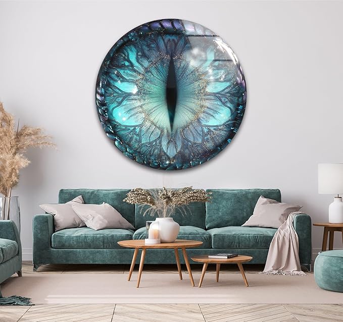 My Photostation.com 31.5''(80cm) Diameter Mystical Dragon Eye Round Glass Wall Art Tempered Glass Printing Wall Decor Large Wall Art Wall Hangings