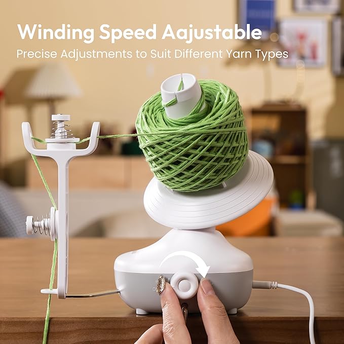 Etcokei Yarn Winder Crochet Kit, Electric Ball Winder for Knitting, Automatic Yarn Spinner Winder with Crochet Hook Set, Crochet Accessories, Ideal Helper for Knitting Lovers(White)