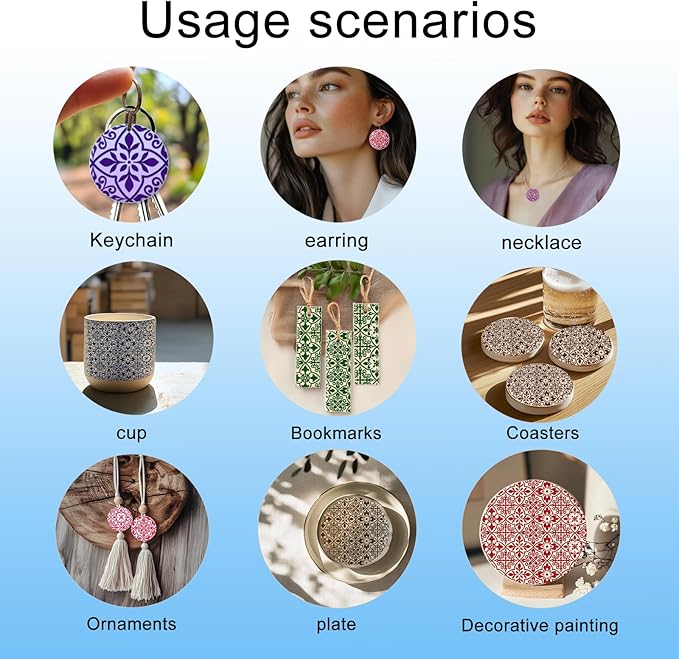 CHGCRAFT Mandala Pattern Polymer Clay Texture Sheet Retro Tile Pattern Silicone Texture Mat for Polymer Clay Making Earrings Jewelry DIY Crafts 5.5 × 5.5 Inch