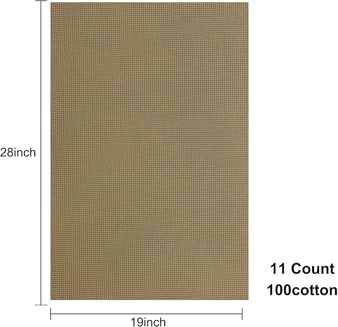 Aida Cloth 11 Count Cross Stitch Fabric,19×28inch (11CT,Tan)