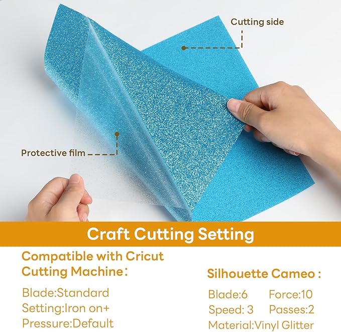 HTVRONT Glitter HTV Heat Transfer Vinyl - 13 Sheets 12" x 10"Glitter Iron On Vinyl for T-Shirts, Sparkle HTV Compatible with Cricut & Silhouette,Easy to Cut & Weed