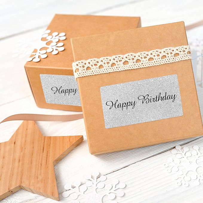2" x 4" Glitter Silver Thermal Label Stickers,Waterproof Thermal Printer Sticker Labels for Gift Wrapping, Self-Adhesive Name Price Tag DIY Custom Logo Design (250 pcs,Silver)