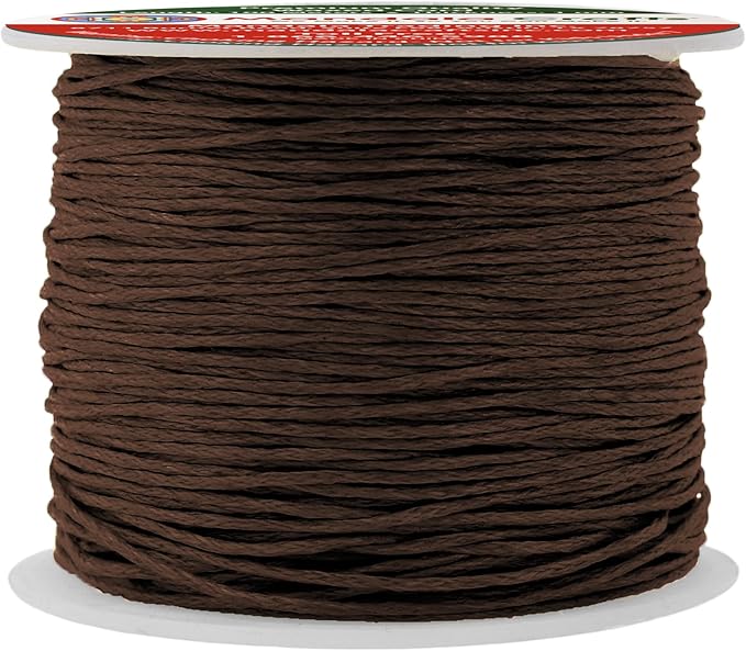 Mandala Crafts 1mm 109 Yards Bistre Brown Cotton Waxed Cord for Jewelry Making Bracelet Cord Waxed String - Beading String Thread Jewelry Cords for Necklaces String