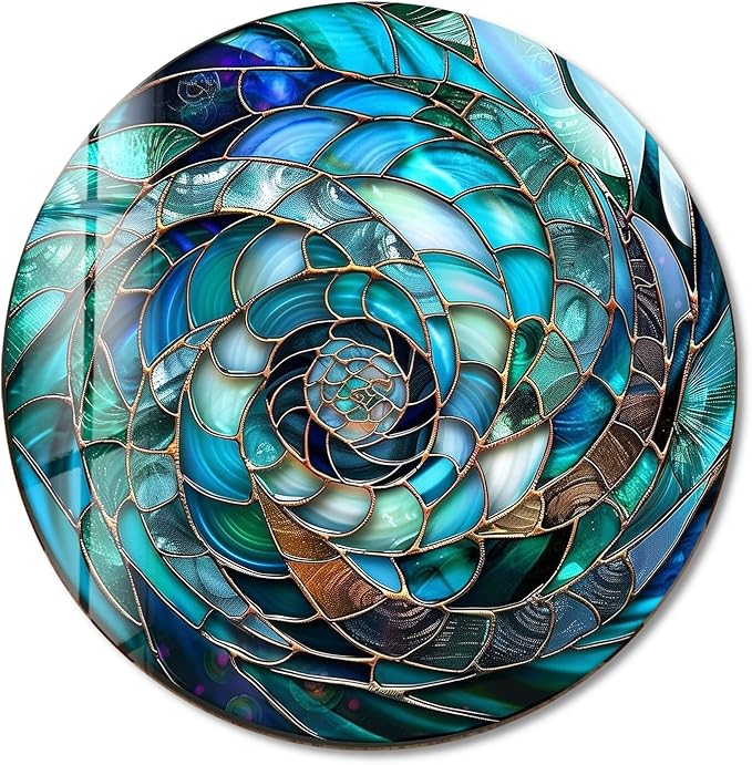 My Photostation.com 10''(25cm) Diameter Ocean Vortex Spiral Round Glass Wall Art Tempered Glass Printing Wall Decor Large Wall Art Wall Hangings