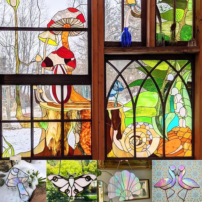 ILLUCKAI 12 Sheets Mixed Amber Stained Glass Sheets, 4 x 6 inch Stained Glass Supplies Mosaic Glass Tiles for Crafts, Cathedral Glass Art Glass for Stained Glass Beginners and Hobbyists